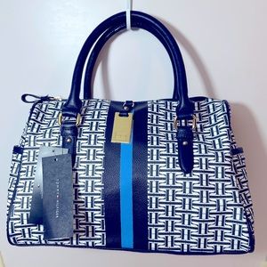NWT Tommy Hilfiger Navy Blue & White Satchel